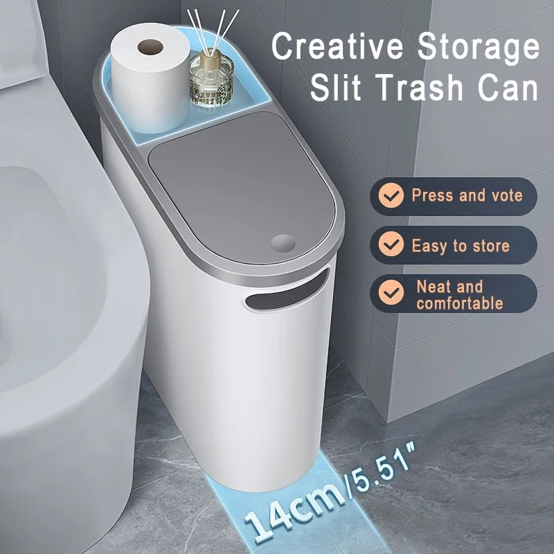 10L Silent Space-Saving Bathroom Trash Bin